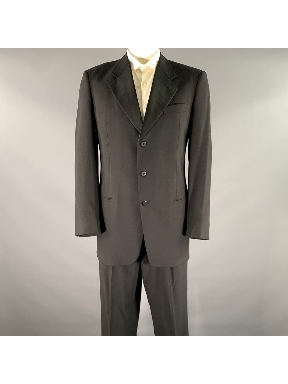GIORGIO ARMANI Size 42 Black Wool Notch Lapel Tuxedo
